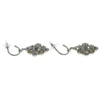 Chanel CC Logo Rhinestone Hoop Earrings Silver Metal — view 4