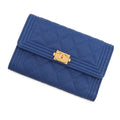Chanel Trifold Wallet Boy CC Logo Quilted Caviar Leather