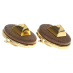 Hermes Leather Medley Pyramid Stud Earrings Gold — view 3