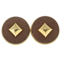 Hermes Leather Medley Pyramid Stud Earrings Gold