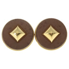 Hermes Leather Medley Pyramid Stud Earrings Gold