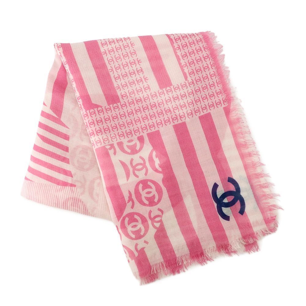 Chanel Scarf CC Logo Large Shawl Cashmere