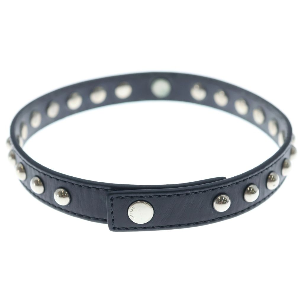 Celine Studded Choker Leather Necklace Black — view 2