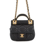 Chanel Chain Shoulder Bag Quilted CC Logo Lambskin Black