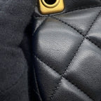 Chanel Chain Shoulder Bag Quilted CC Logo Lambskin Black — view 8