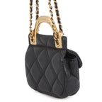 Chanel Chain Shoulder Bag Quilted CC Logo Lambskin Black — view 2