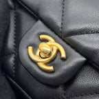 Chanel Chain Shoulder Bag Quilted CC Logo Lambskin Black — view 7