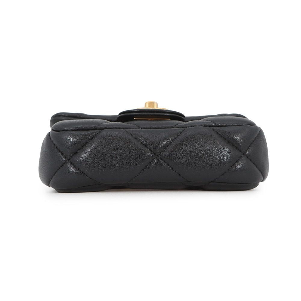 Chanel Chain Shoulder Bag Quilted CC Logo Lambskin Black — view 3
