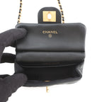 Chanel Chain Shoulder Bag Quilted CC Logo Lambskin Black — view 6