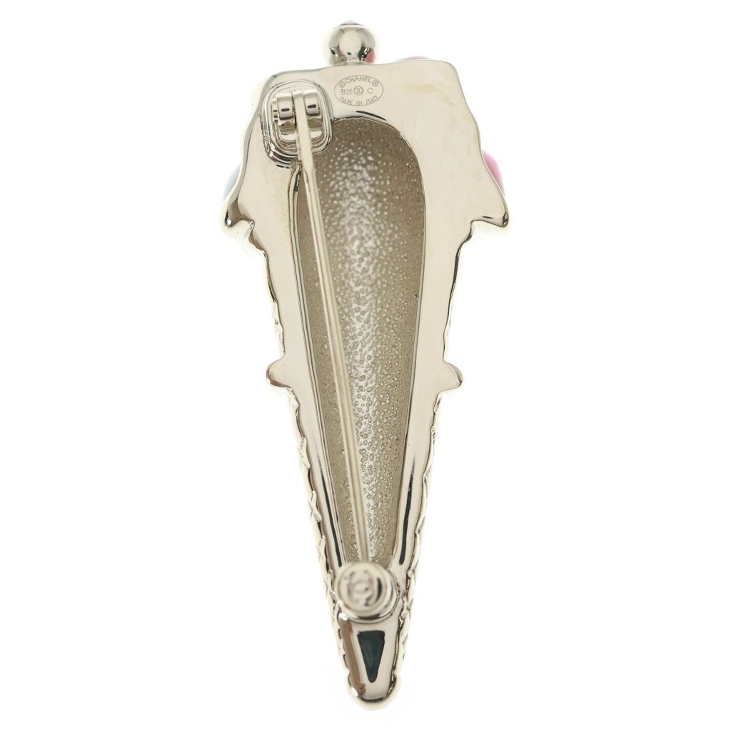 Chanel 26c Rhinestone Decorative CC Logo Ice Cream Brooch Gold Pink — view 2
