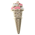 Chanel 26c Rhinestone Decorative CC Logo Ice Cream Brooch Gold Pink