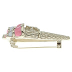 Chanel 26c Rhinestone Decorative CC Logo Ice Cream Brooch Gold Pink — view 3