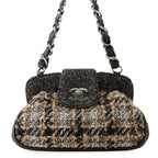 Chanel Shoulder Bag CC Logo Quilted Tweed Black