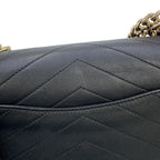 Chanel Chain Shoulder Bag Blanc CC Logo Leather Stitch Black 2-Way — view 9