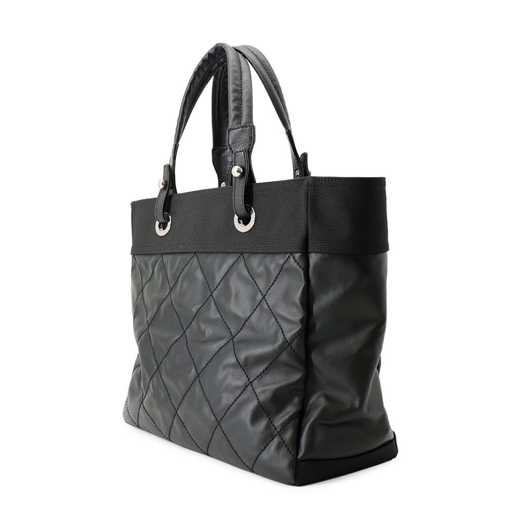 Chanel Tote Quilted Paris Biarritz MM Coco Charm Black — view 2