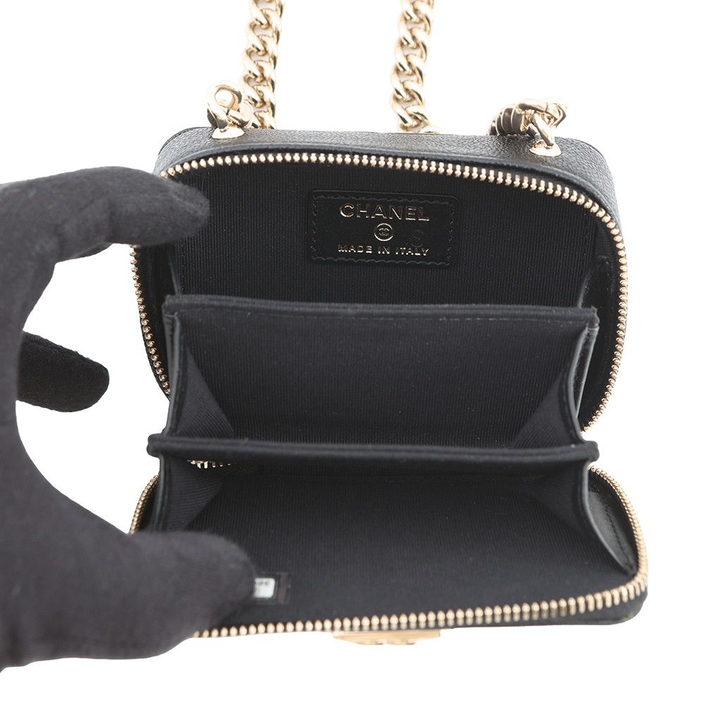 Chanel Chain Shoulder Bag Boy Mini Caviar Leather Black — view 5