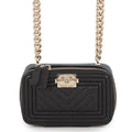 Chanel Chain Shoulder Bag Boy Mini Caviar Leather Black