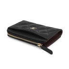 Chanel Coin Case Quilted CC Logo Caviar Leather Fragment Card Black — view 2