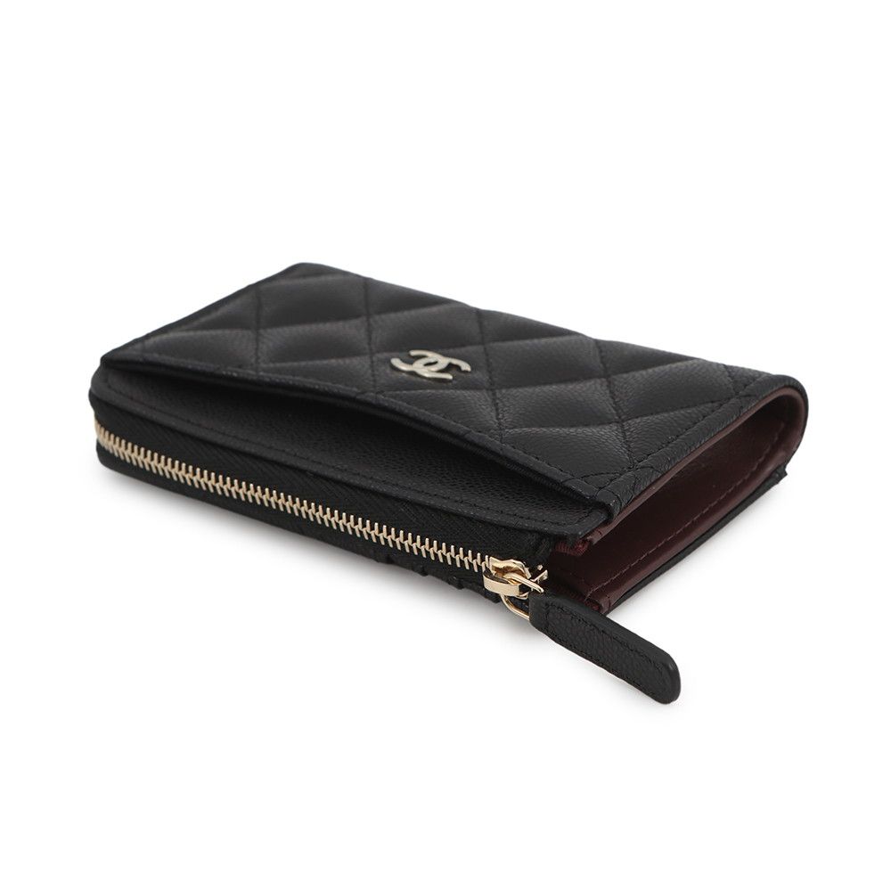 Chanel Coin Case Quilted CC Logo Caviar Leather Fragment Card Black — view 2