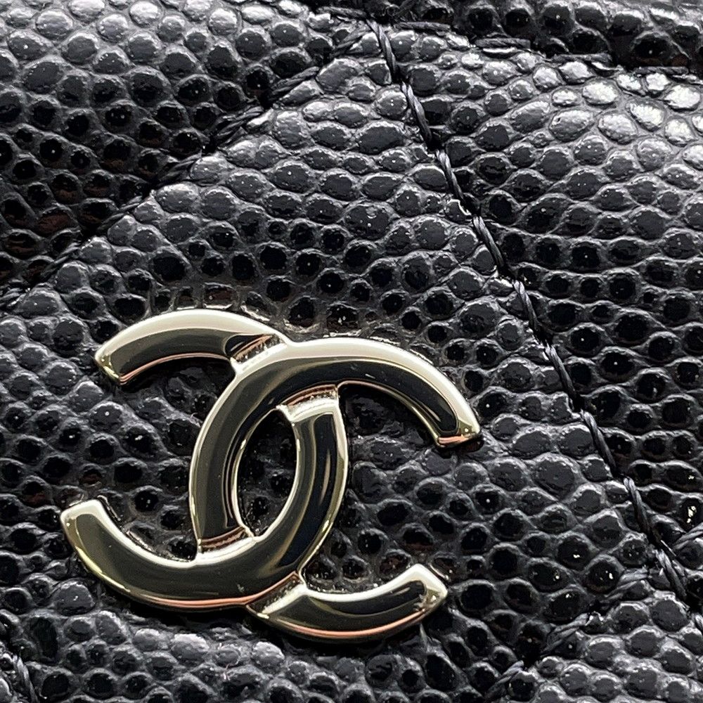 Chanel Coin Case Quilted CC Logo Caviar Leather Fragment Card Black — view 5