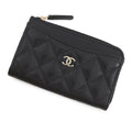 Chanel Coin Case Quilted CC Logo Caviar Leather Fragment Card Black