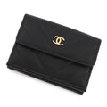 Chanel Trifold Wallet Chez Blanc Small Flap Compact Caviar Leather Black
