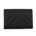 Chanel Trifold Wallet Chez Blanc Small Flap Compact Caviar Leather Black — view 3