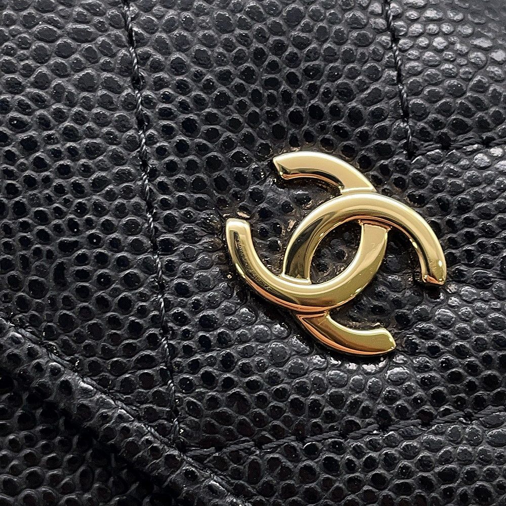 Chanel Trifold Wallet Chez Blanc Small Flap Compact Caviar Leather Black — view 9