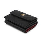Chanel Trifold Wallet Chez Blanc Small Flap Compact Caviar Leather Black — view 2