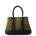 Hermes Tote Neo Garden 23 Party Olive Green Black Silver Toile Officier Negonda