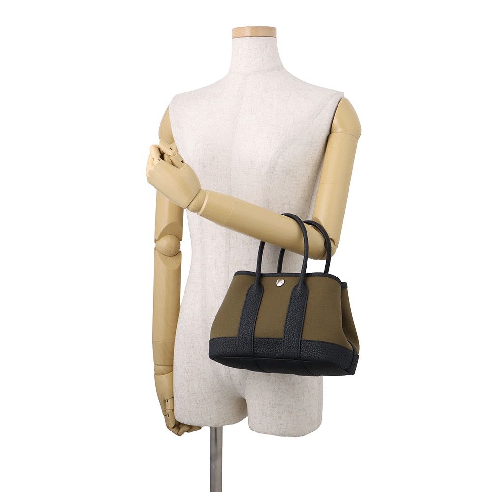 Hermes Tote Neo Garden 23 Party Olive Green Black Silver Toile Officier Negonda — view 4