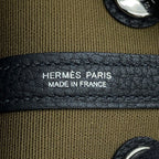 Hermes Tote Neo Garden 23 Party Olive Green Black Silver Toile Officier Negonda — view 6