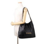 Chanel Chain Shoulder Bag 22 Calf Leather Black — view 4