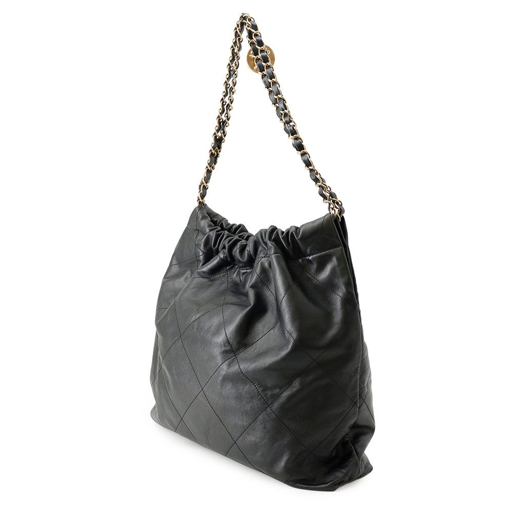 Chanel Chain Shoulder Bag 22 Calf Leather Black — view 2