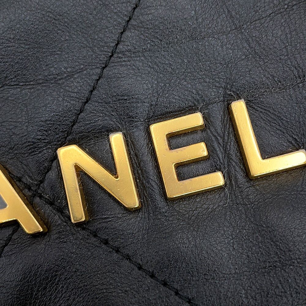 Chanel Chain Shoulder Bag 22 Calf Leather Black — view 8