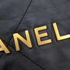 Chanel Chain Shoulder Bag 22 Calf Leather Black — view 8