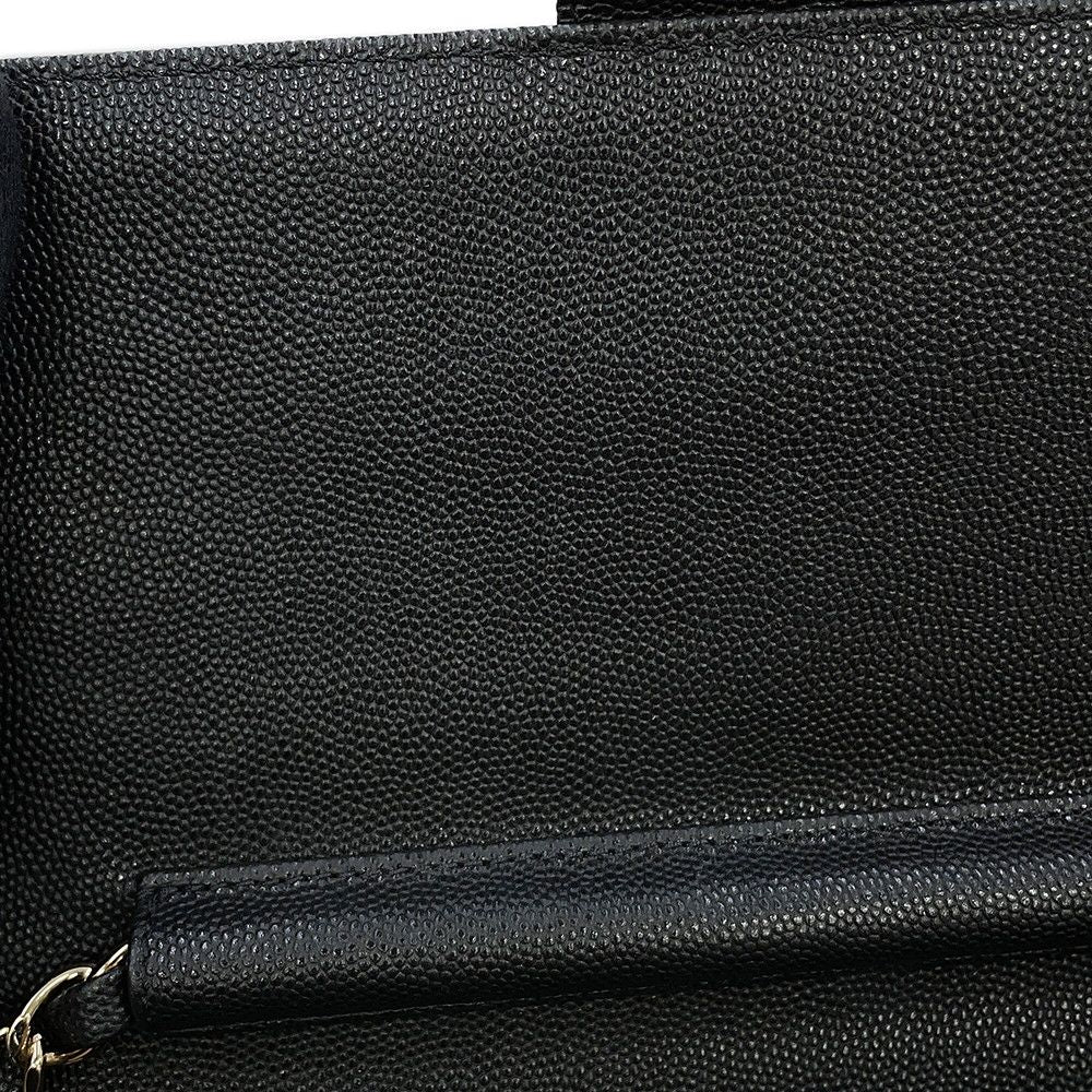 Chanel Chain Shoulder Bag CC Logo Quilted Flap Small Caviar Leather Black — view 9
