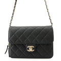 Chanel Chain Shoulder Bag CC Logo Quilted Flap Small Caviar Leather Black