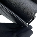Chanel Chain Shoulder Bag CC Logo Quilted Flap Small Caviar Leather Black — view 8