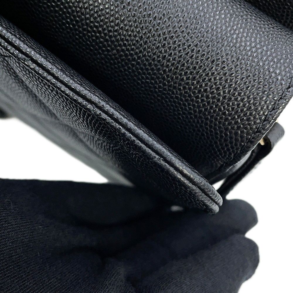 Chanel Chain Shoulder Bag CC Logo Quilted Flap Small Caviar Leather Black — view 8
