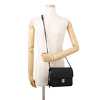 Chanel Chain Shoulder Bag CC Logo Quilted Flap Small Caviar Leather Black — view 4