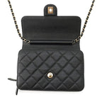 Chanel Chain Shoulder Bag CC Logo Quilted Flap Small Caviar Leather Black — view 5