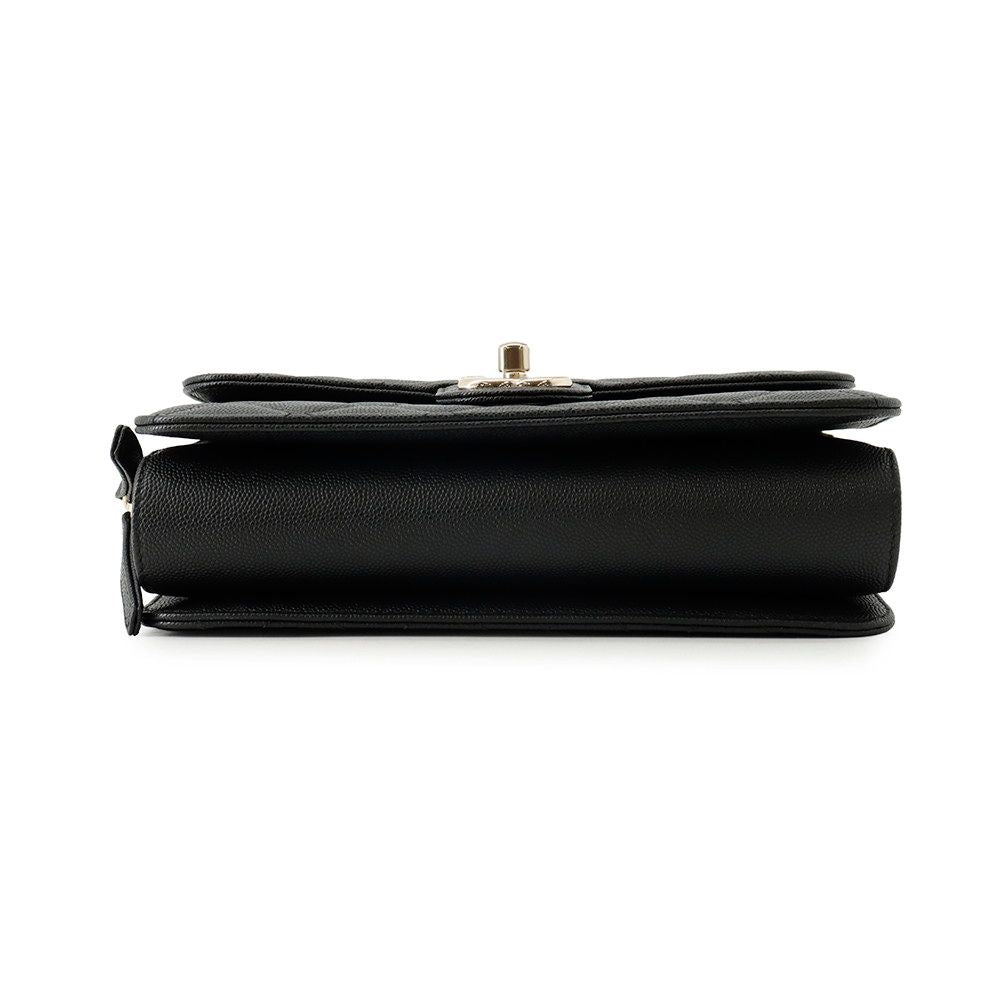 Chanel Chain Shoulder Bag CC Logo Quilted Flap Small Caviar Leather Black — view 3