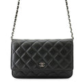 Chanel Chain Wallet Classic Quilted CC Logo Caviar Leather Black Shoulder