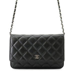 Chanel Chain Wallet Classic Quilted CC Logo Caviar Leather Black Shoulder