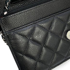 Chanel Chain Wallet Classic Quilted CC Logo Caviar Leather Black Shoulder — view 7