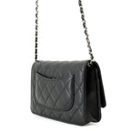 Chanel Chain Wallet Classic Quilted CC Logo Caviar Leather Black Shoulder — view 2