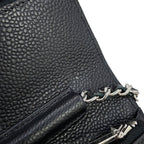 Chanel Chain Wallet Classic Quilted CC Logo Caviar Leather Black Shoulder — view 8