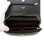 Chanel Chain Wallet Classic Quilted CC Logo Caviar Leather Black Shoulder — view 6