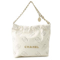 Chanel Chain Shoulder Bag Quilted Perforated 22 Small White